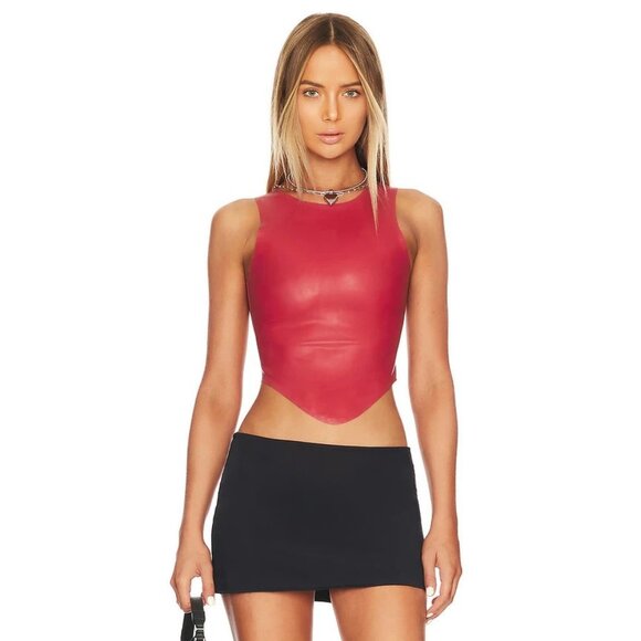 Miaou Jinx Top in Strawberry Red Latex - Picture 1 of 4